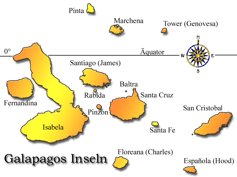 Karte von den Galapagos Inseln